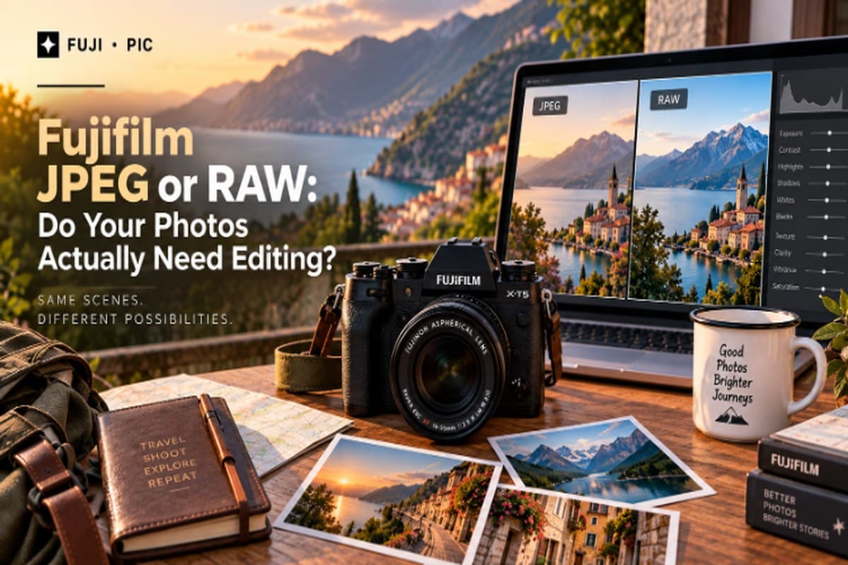 Fujifilm JPEG vs RAW comparison showing different photo editing workflows